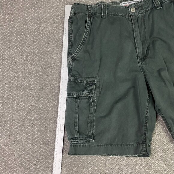 Vtg American Eagle Classic Length Cargo Shorts Mens 38 Black Gray Heavyweight - Picture 11 of 13